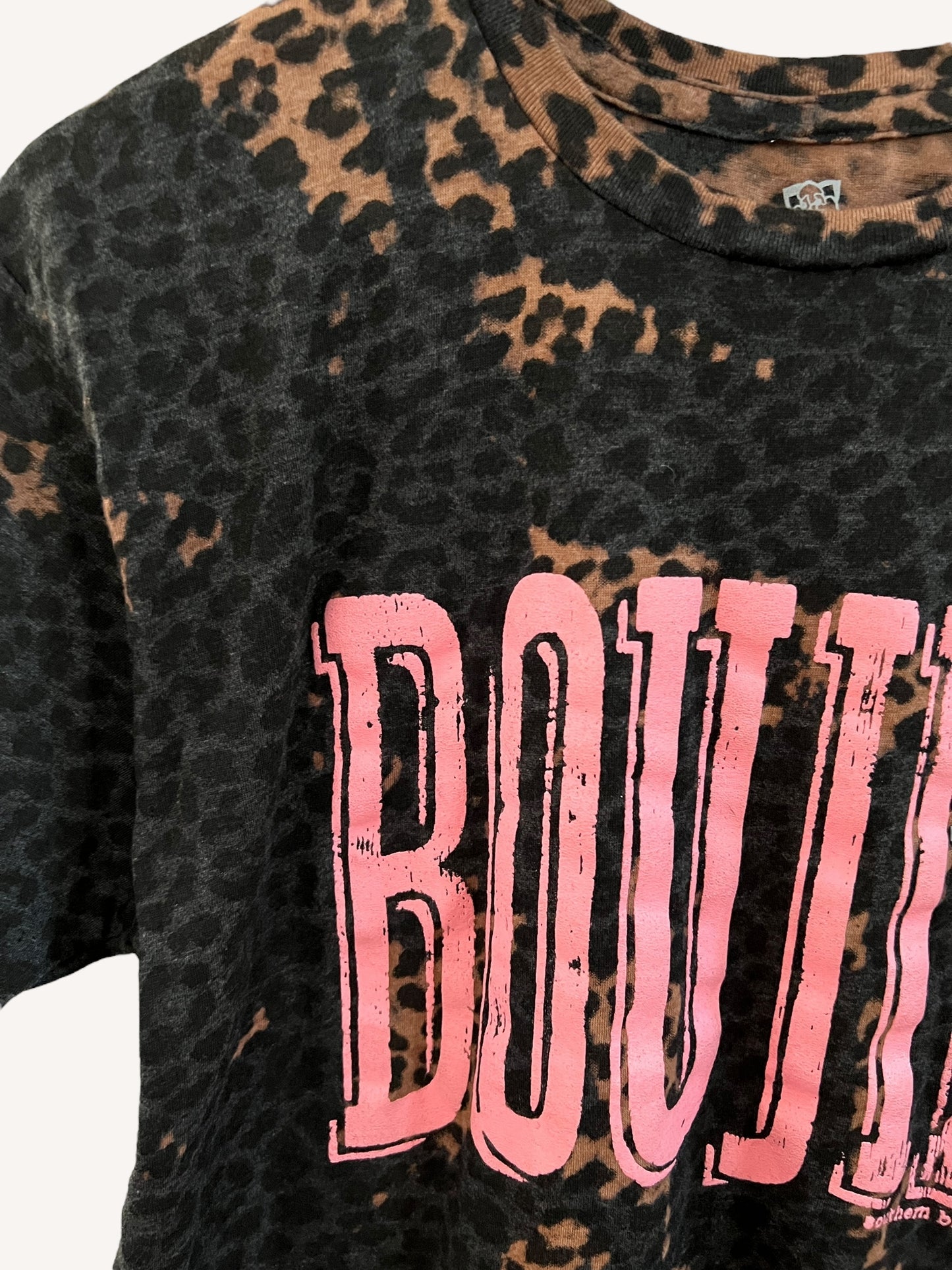 'Boujie' Bleached Leopard Graphic Tee