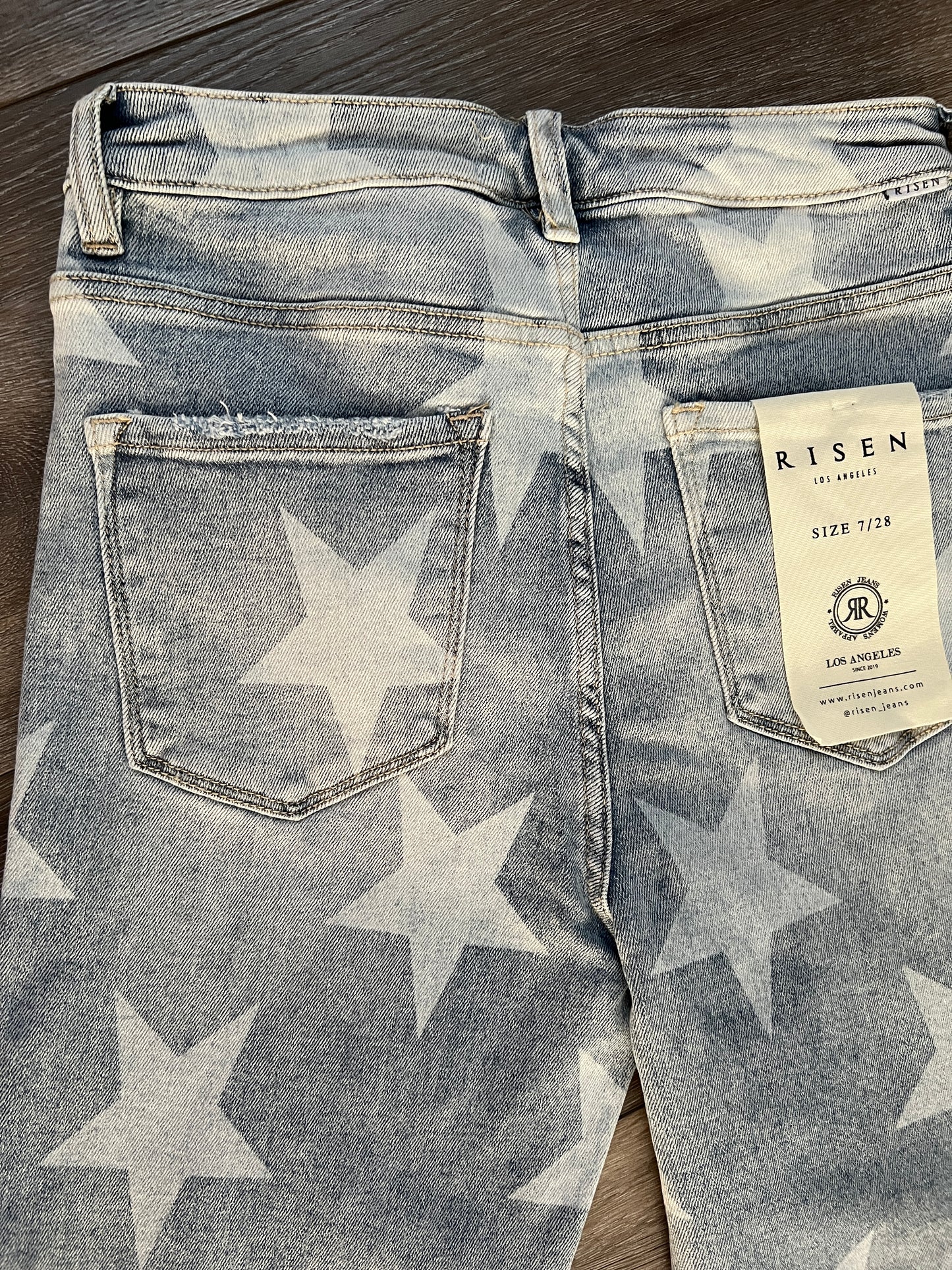 Risen High-Rise Cropped Star Print Jeans