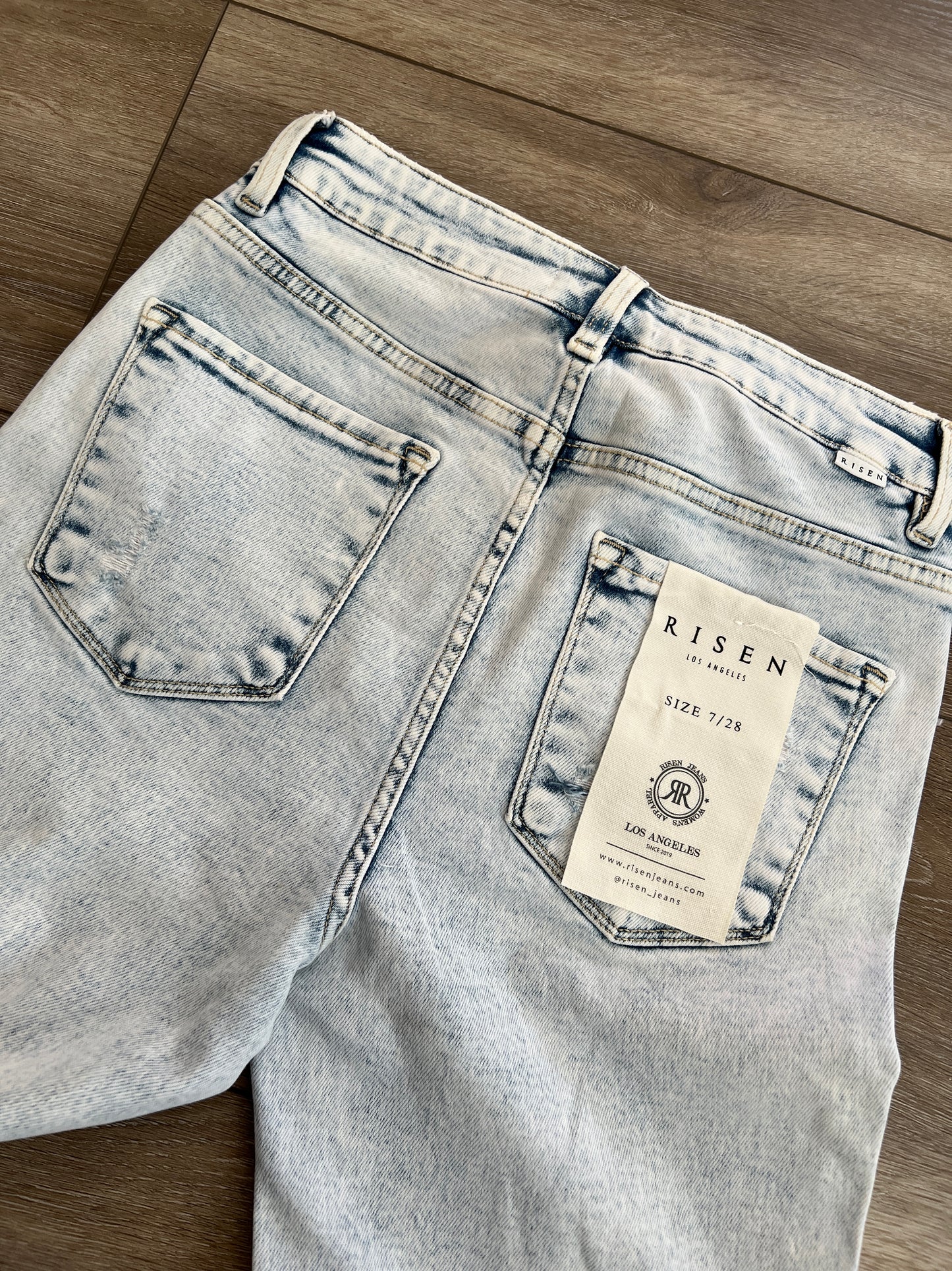 Risen High-Rise Knee Distressed Ankle Jeans