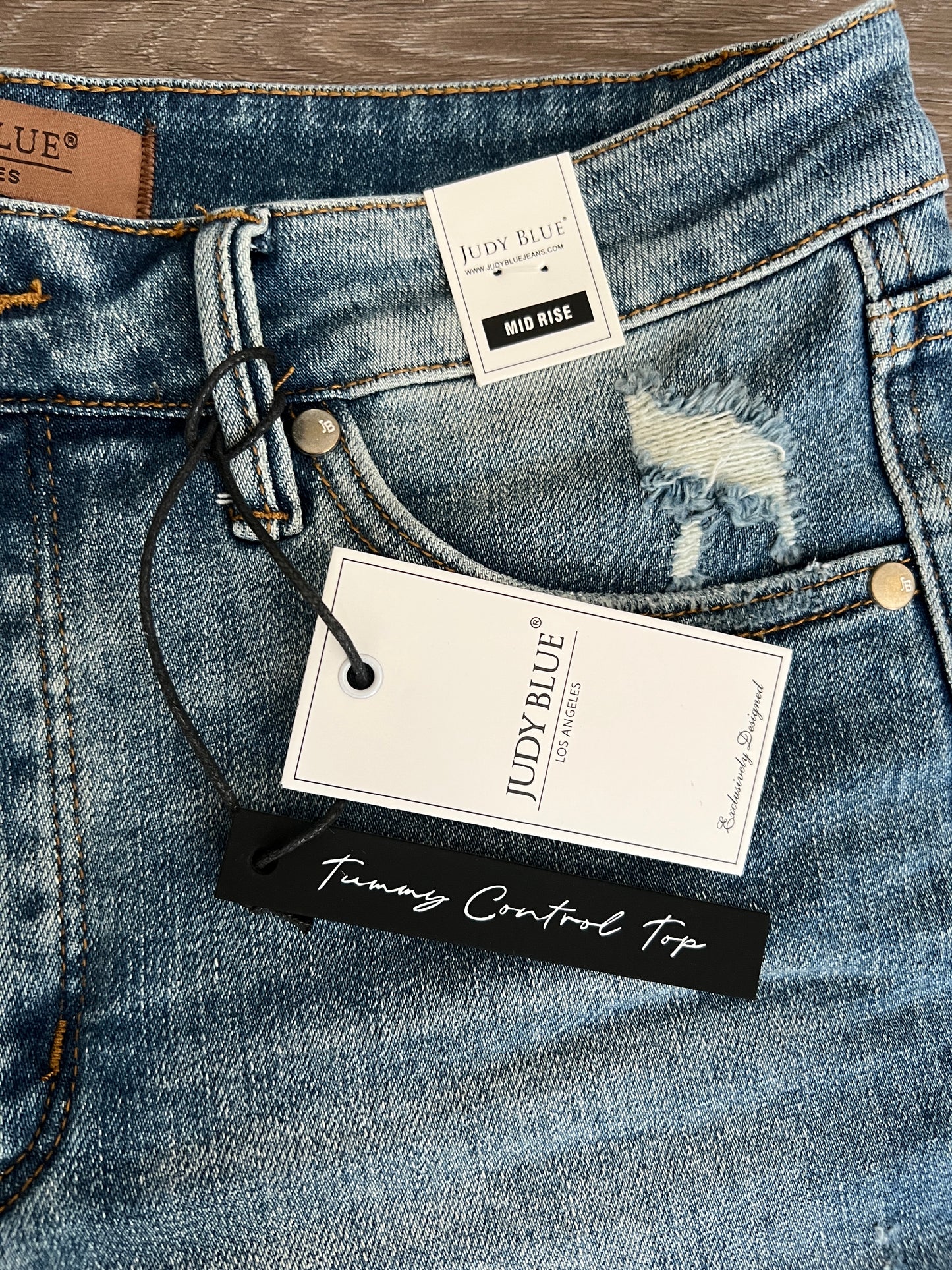 Judy Blue Tummy Control Mid-Rise Release Hem Jean Shorts