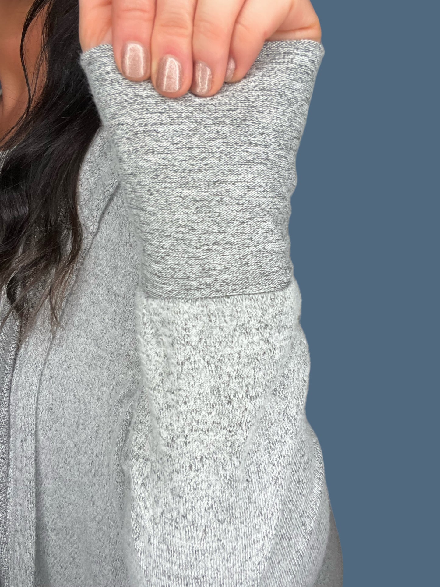 Hacci Long Hooded Cardigan with Pockets