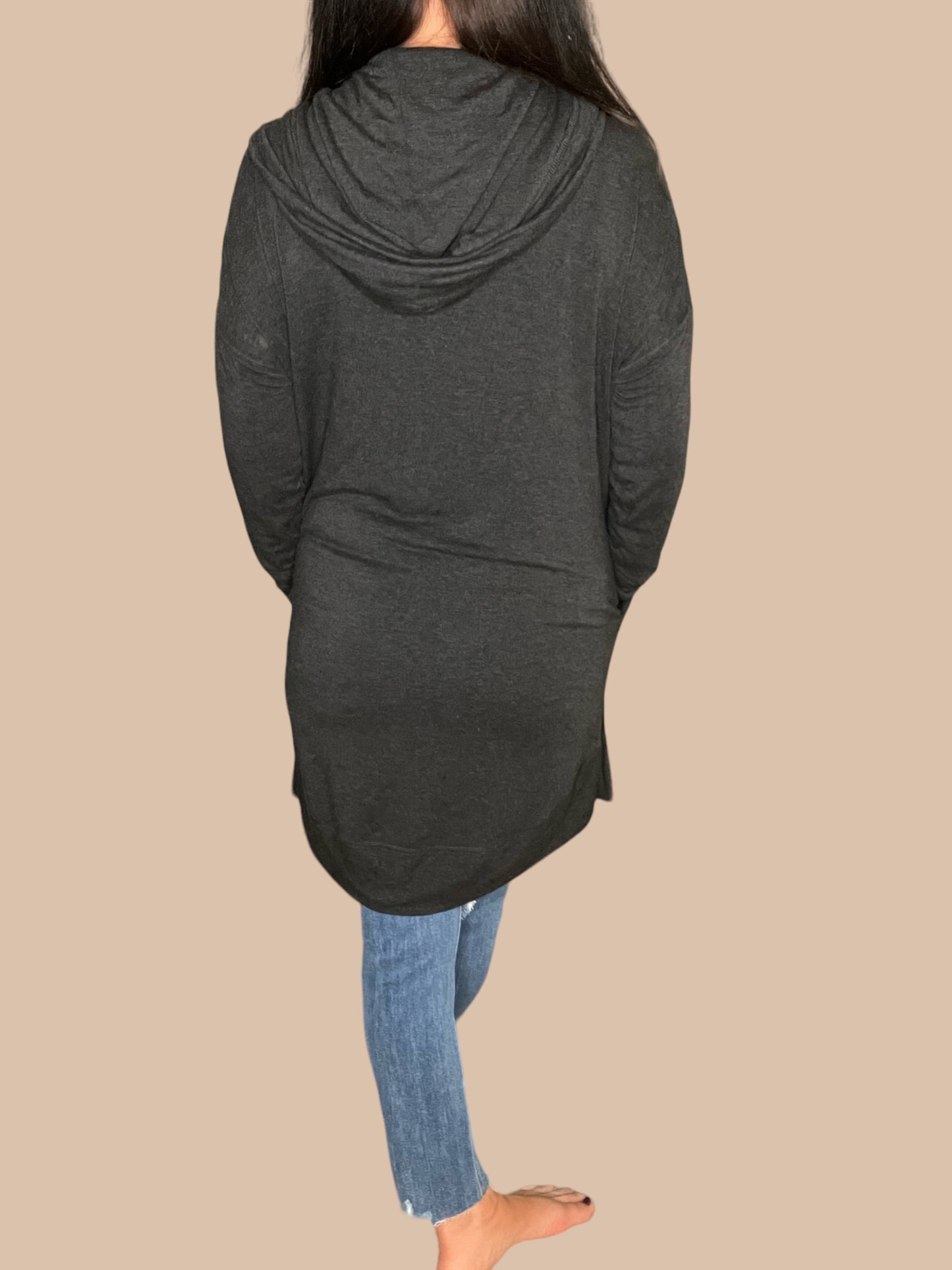 Longline Hoodie Cardigan w/ Pockets