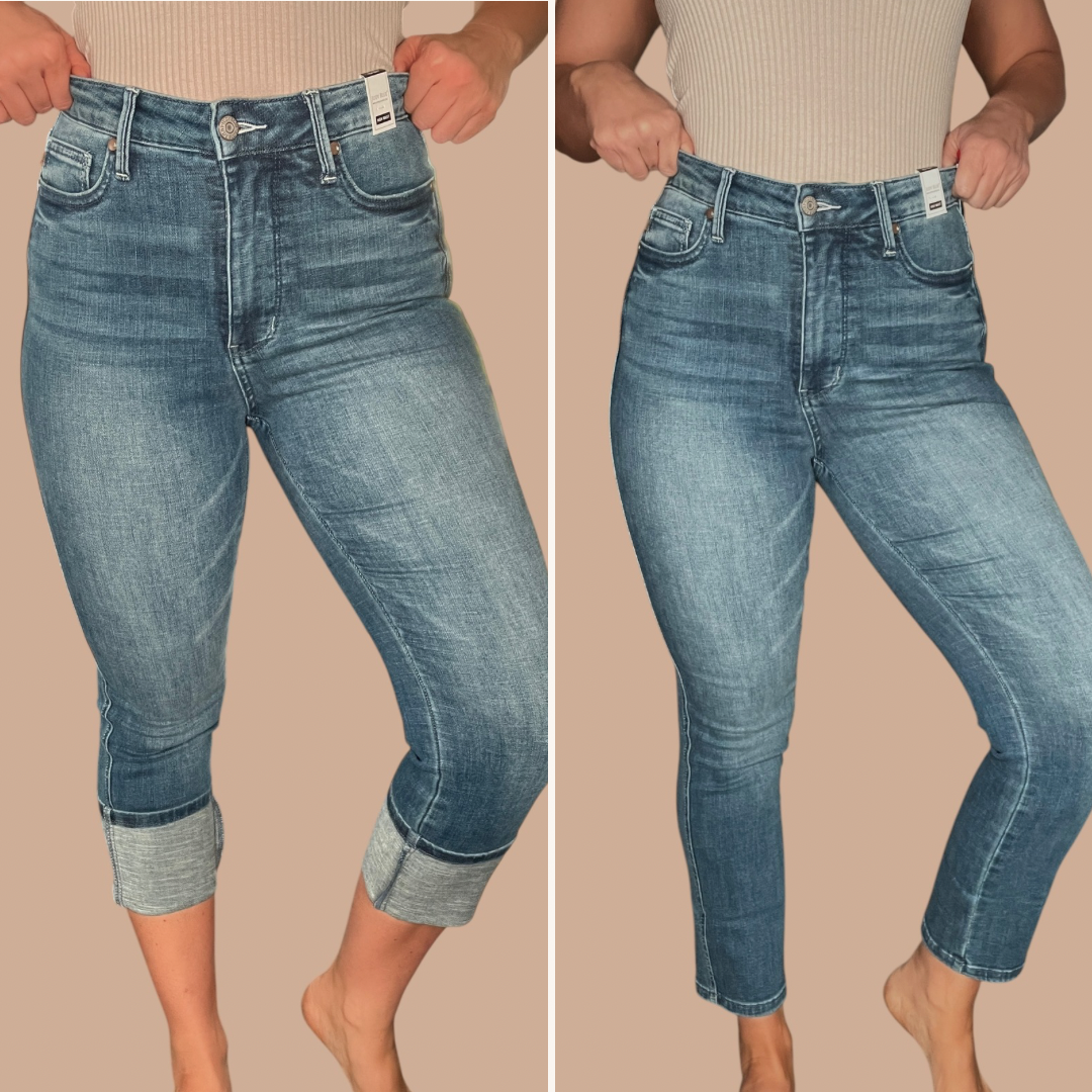 Judy Blue High-Rise Tummy Control Cuffed Capri Jeans