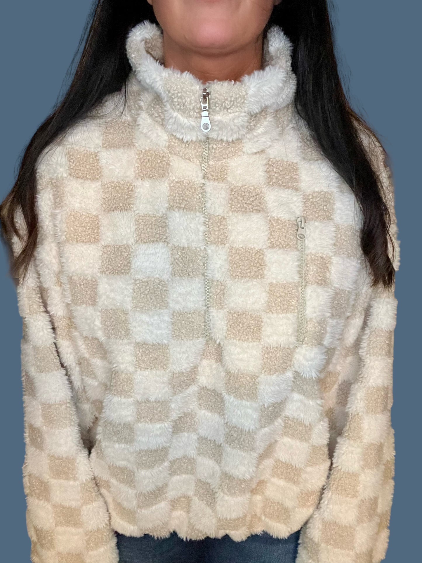 Checker Sherpa Half Zip Pullover
