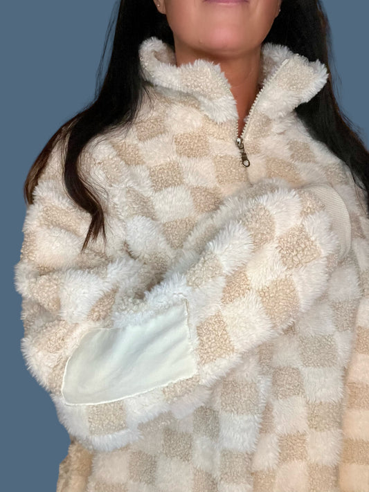 Checker Sherpa Half Zip Pullover