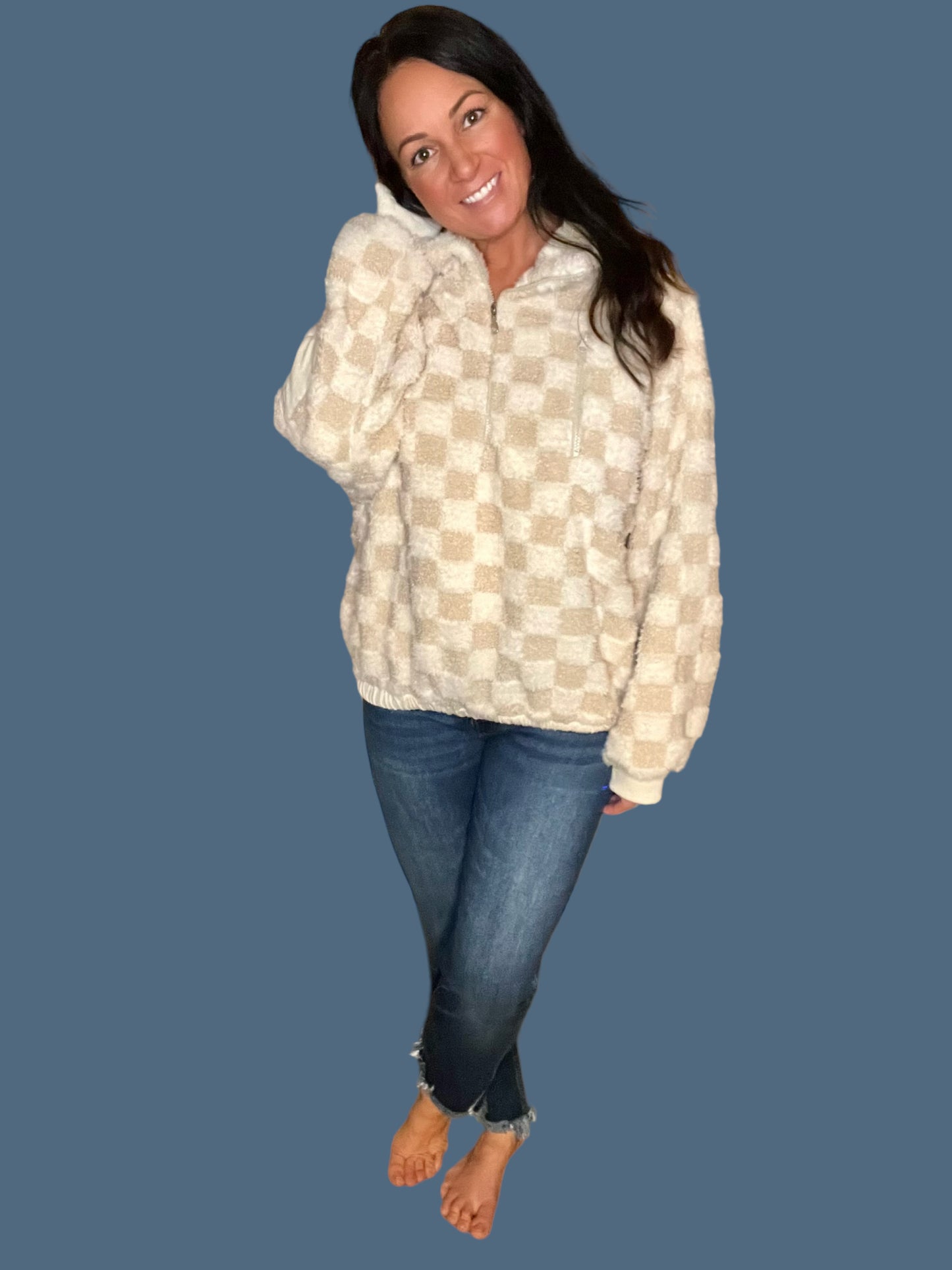 Checker Sherpa Half Zip Pullover