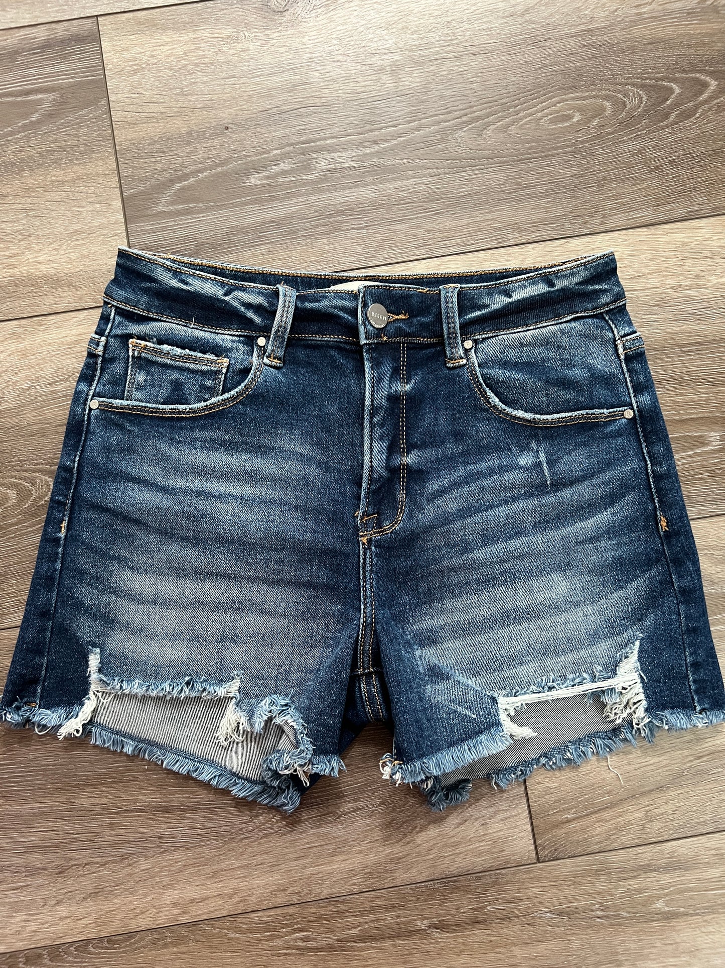 Risen High-Rise Distressed Cutoff Jean Shorts