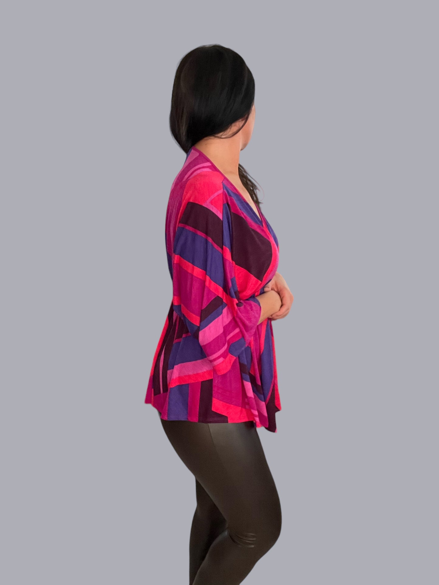 V-Neck Print Knit Top