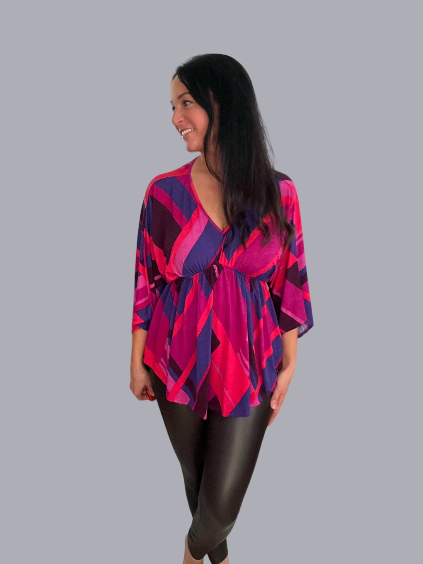V-Neck Print Knit Top