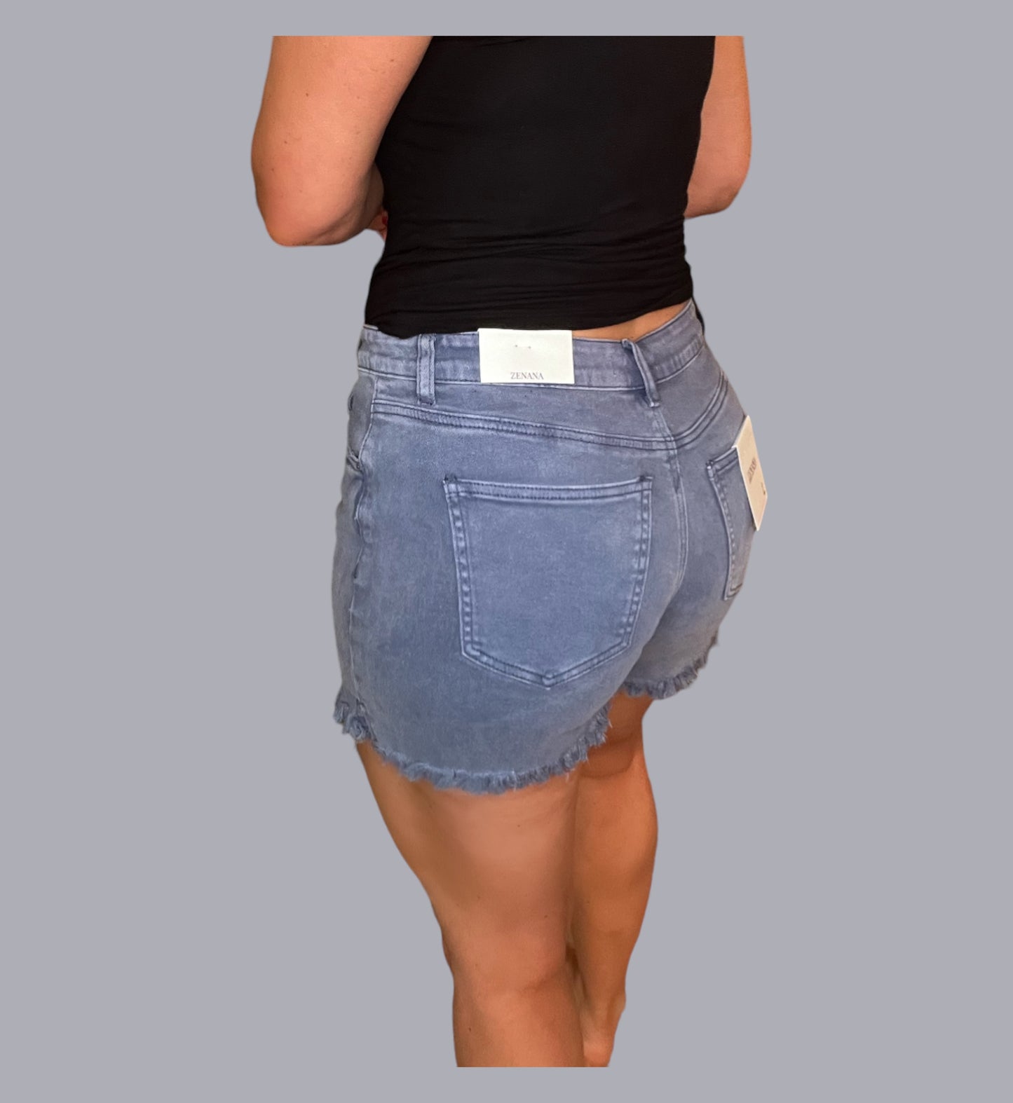 Mid-Rise Garment Dyed Frayed Jean Shorts