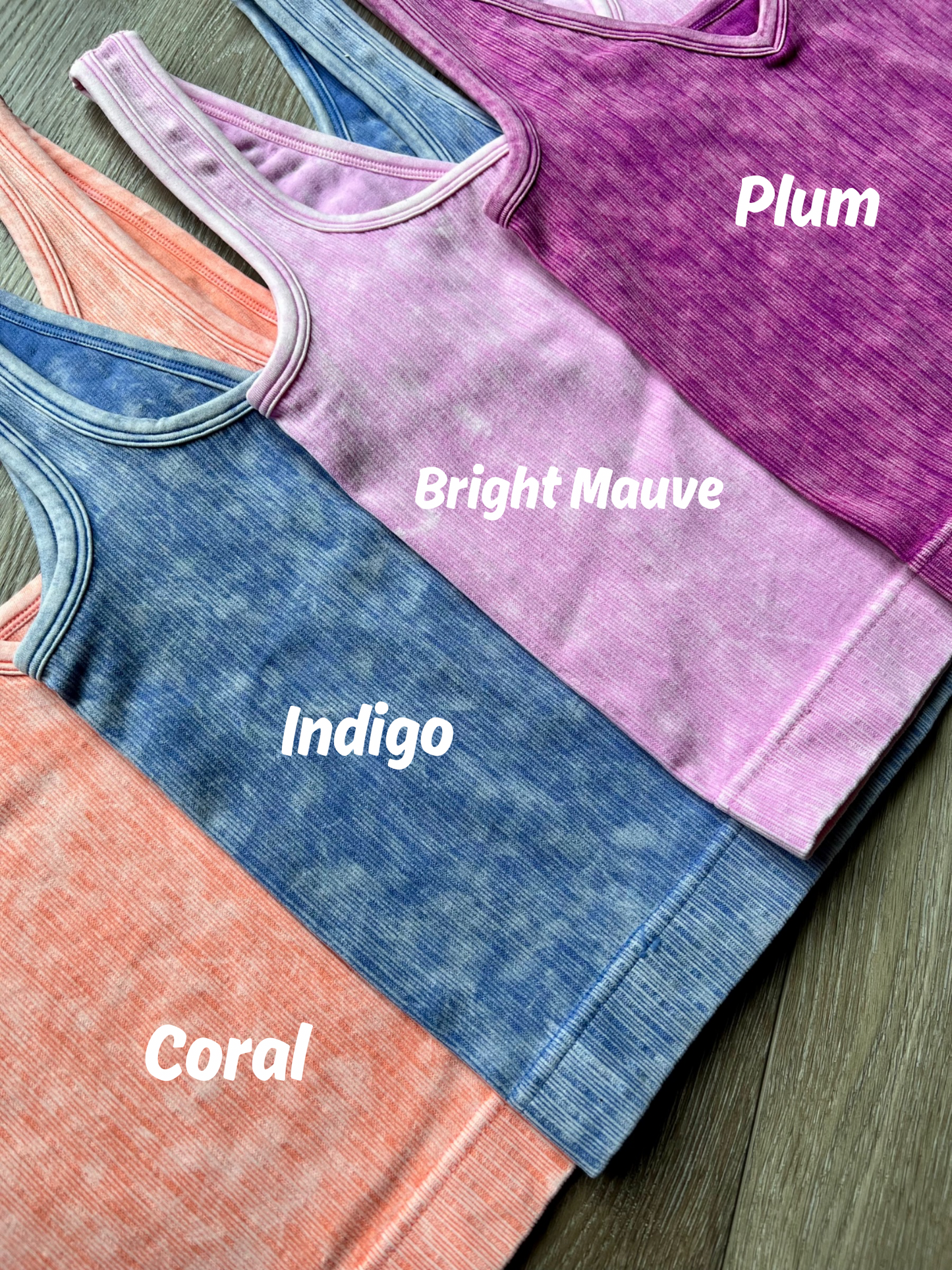 Reversible Neckline Mineral Wash Seamless Crop Tank
