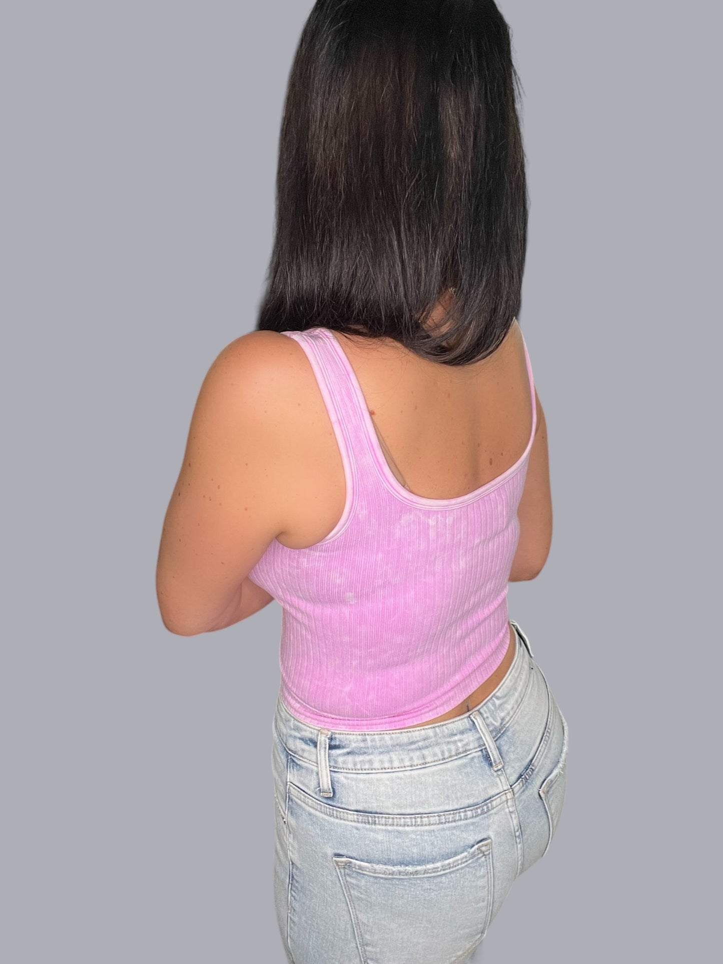 Reversible Neckline Mineral Wash Seamless Crop Tank
