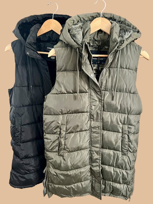 Longline Hooded Puffer Vest