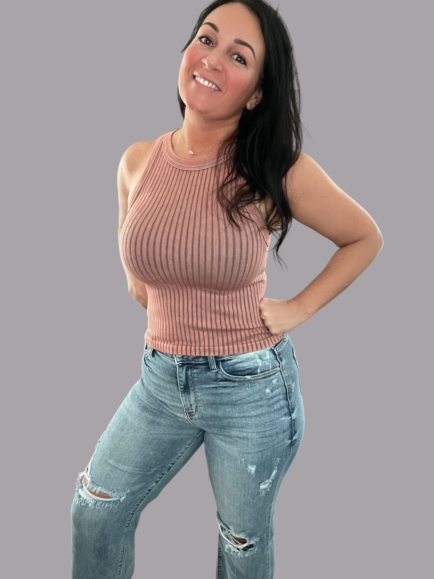 Ribbed Mineral Wash Seamless Tank