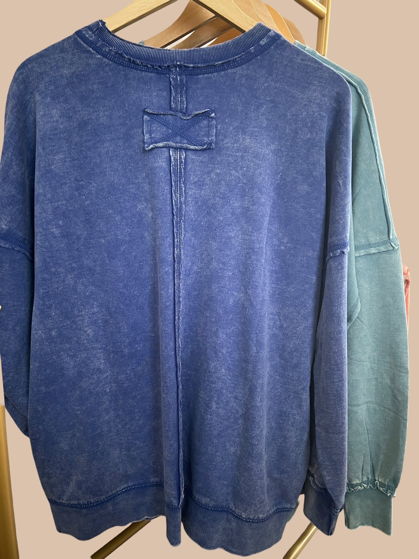 Oversized French Terry Acid Wash Pullover