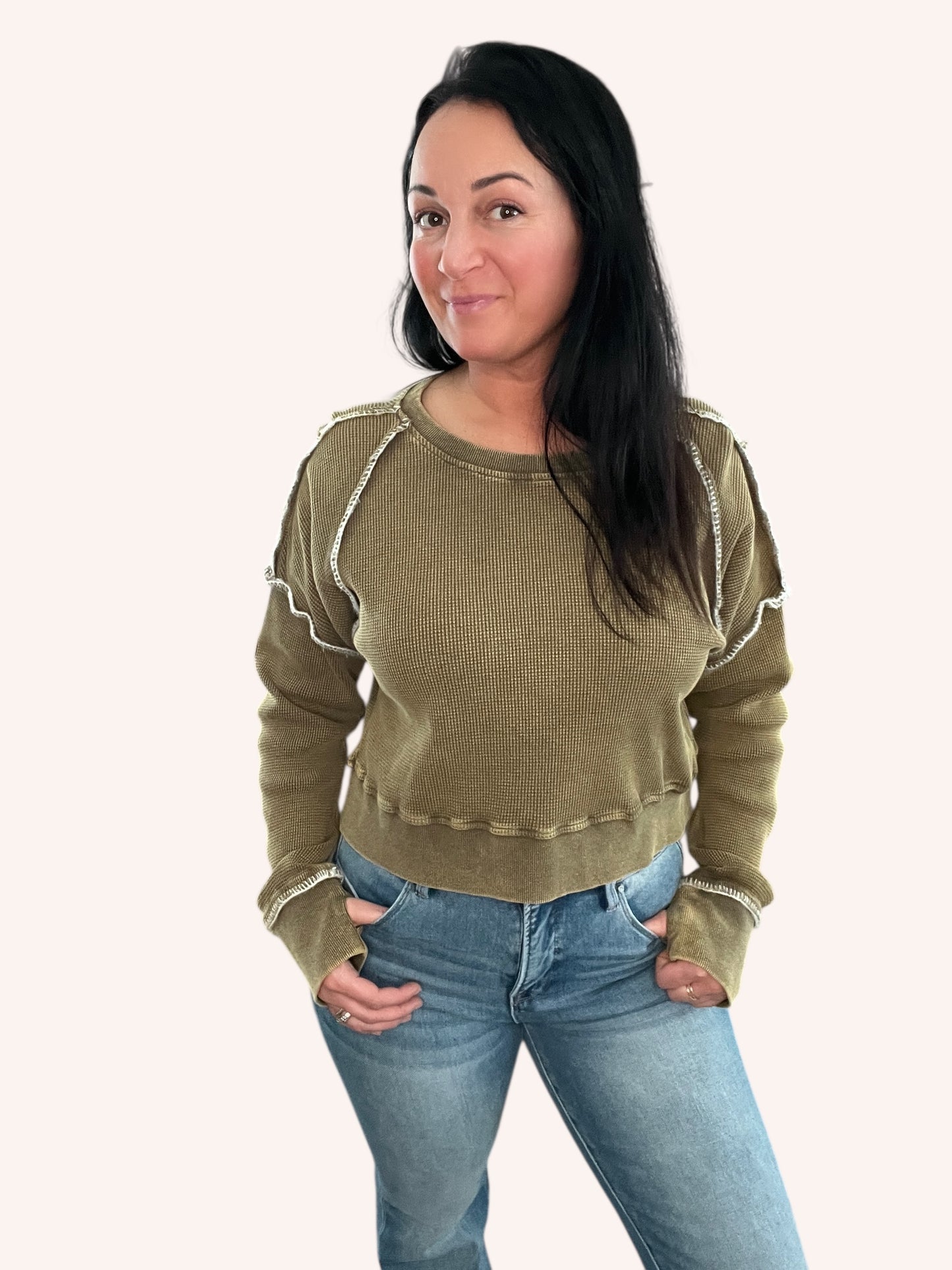 Mineral Wash Waffle Knit Top