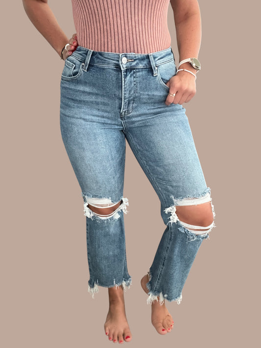 Risen 'Everyday Edge' High Rise Distressed Crop Jeans