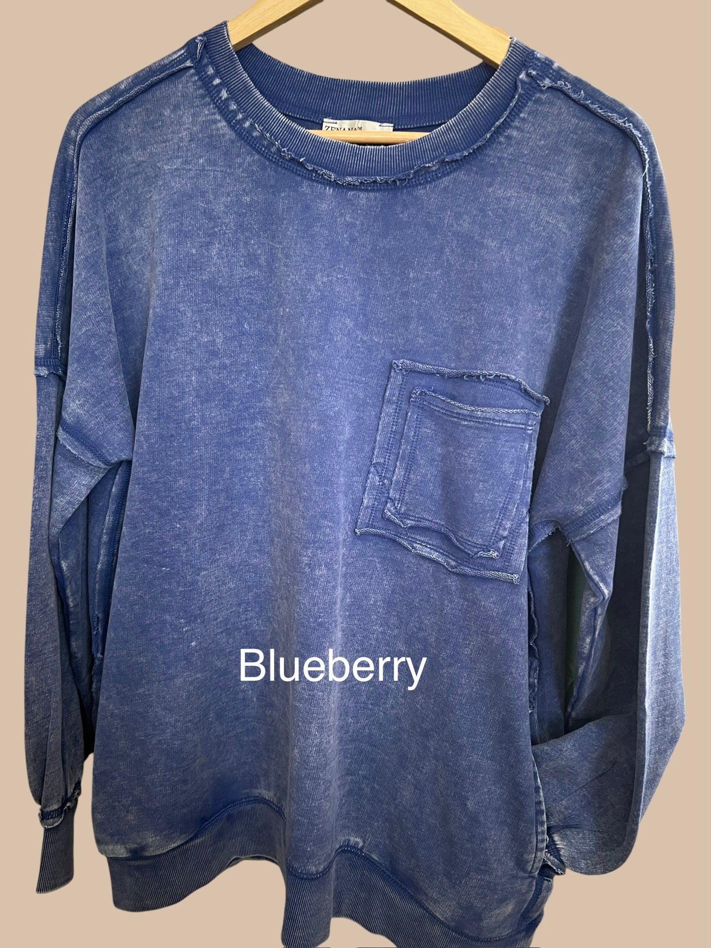 Oversized French Terry Acid Wash Pullover