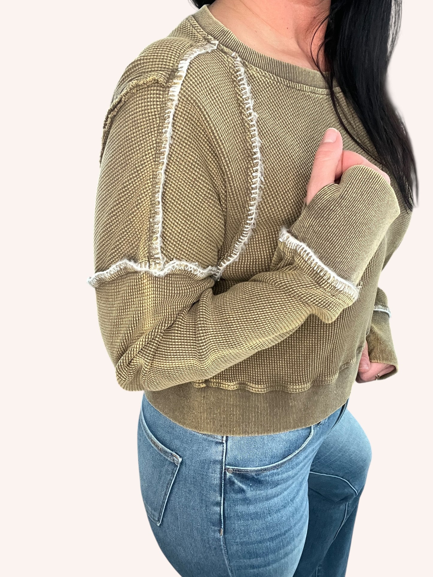 Mineral Wash Waffle Knit Top