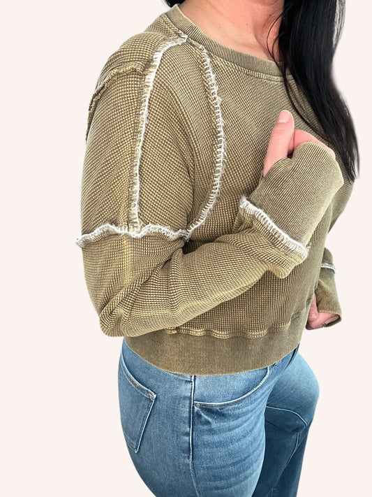 Mineral Wash Waffle Knit Top