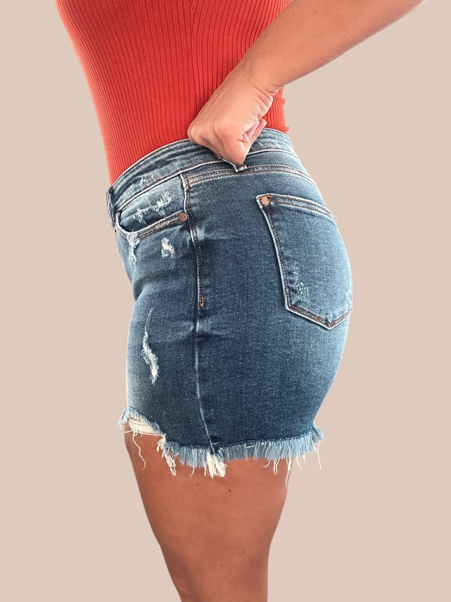 Judy Blue Mid-Rise 2 Button Destroyed ‘Dad’ Shorts