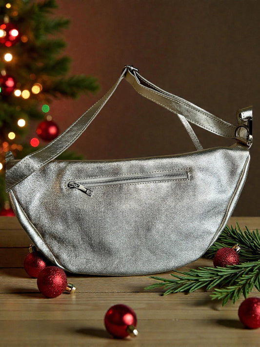 Metallic Leather Crossbody Bag