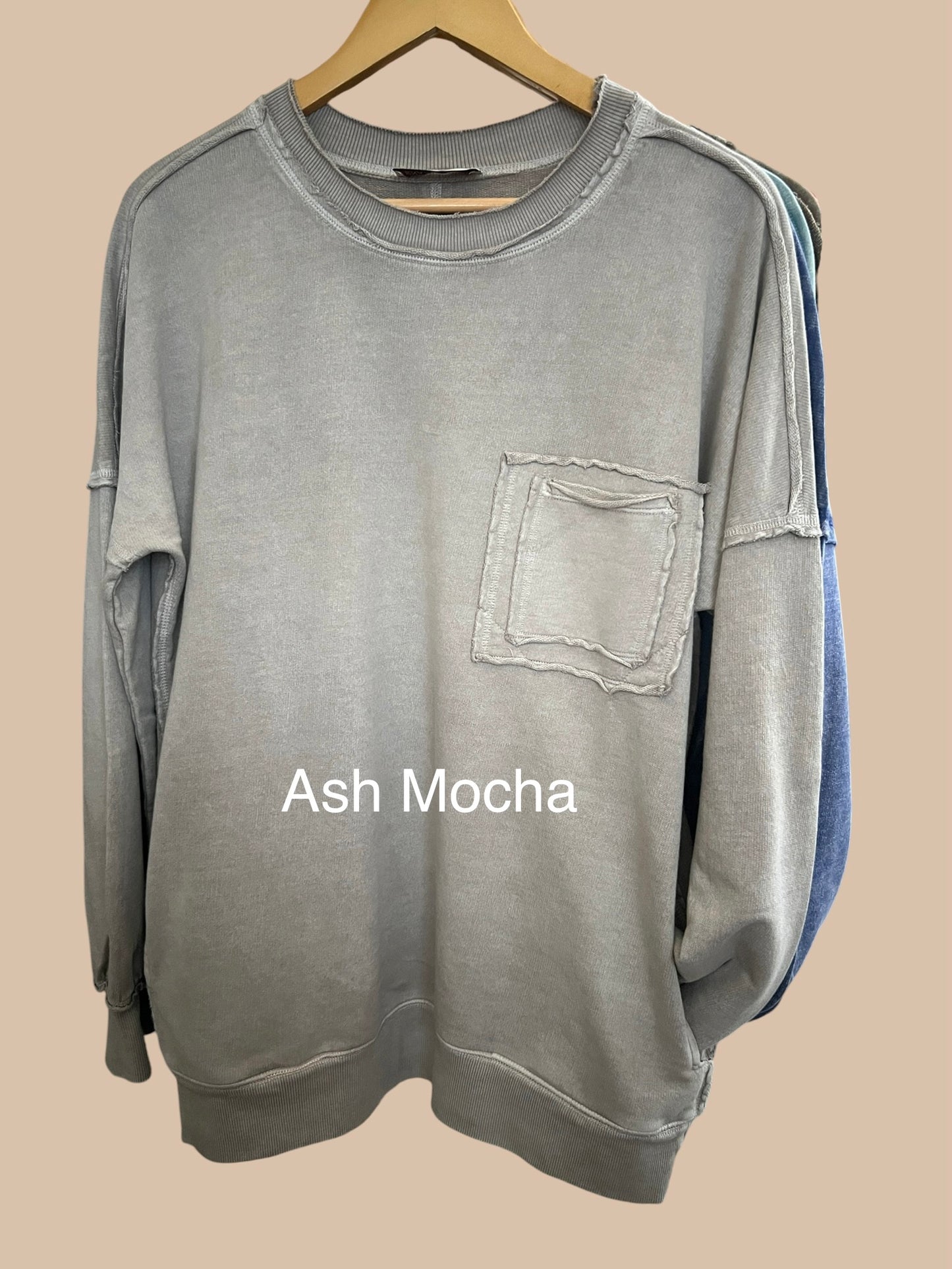 Oversized French Terry Acid Wash Pullover