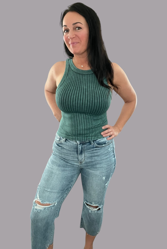 Ribbed Mineral Wash Seamless Tank