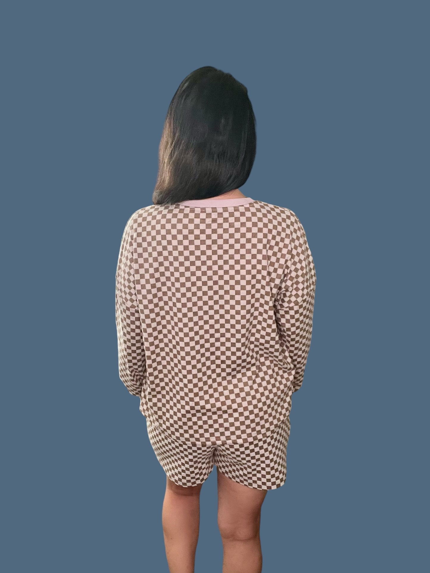 Checker Top & Shorts Loungewear Set