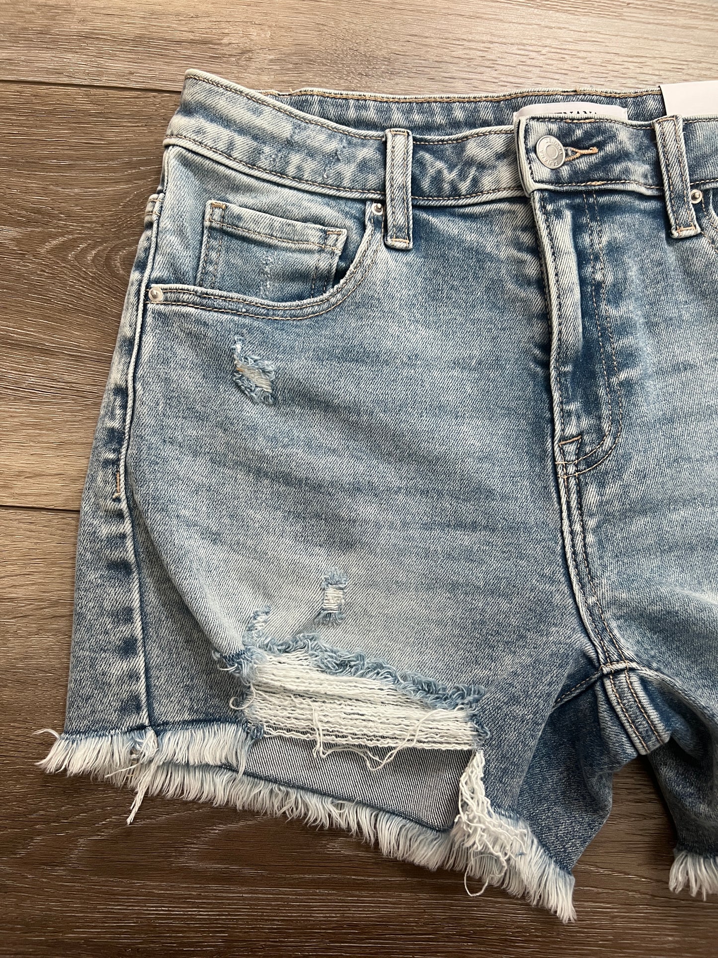 Zenana 'Chasing Summer' High-Rise Distressed Denim Shorts