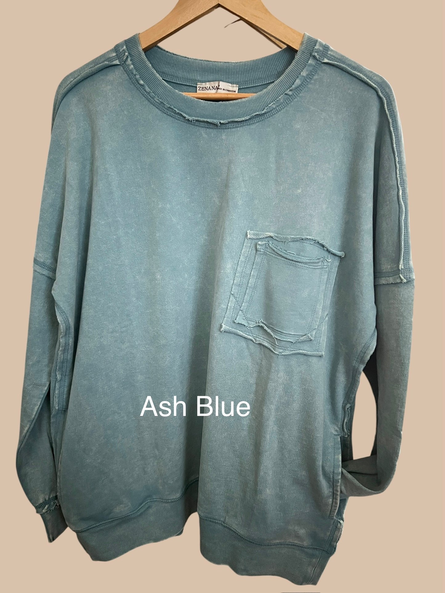 Oversized French Terry Acid Wash Pullover