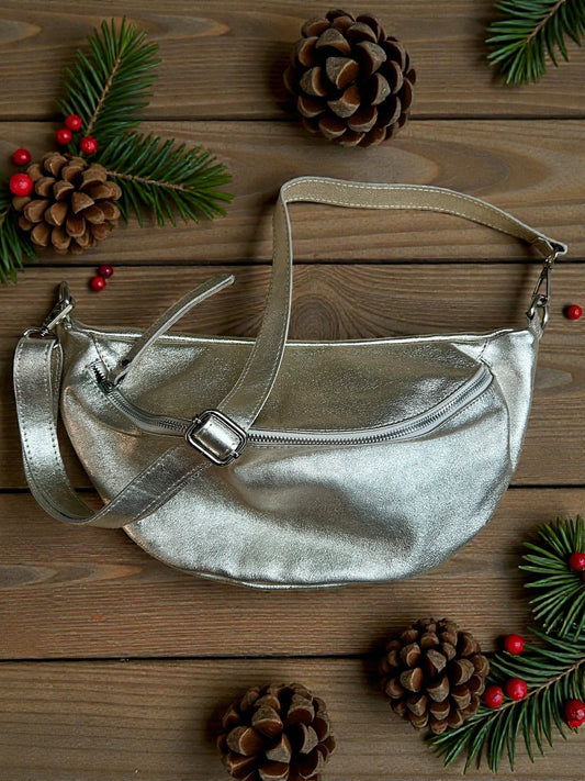 Metallic Leather Crossbody Bag