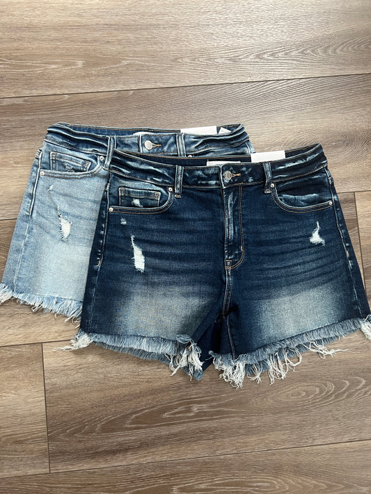 Zenana ‘Day to Night’ High-Rise Frayed Hem Denim Shorts