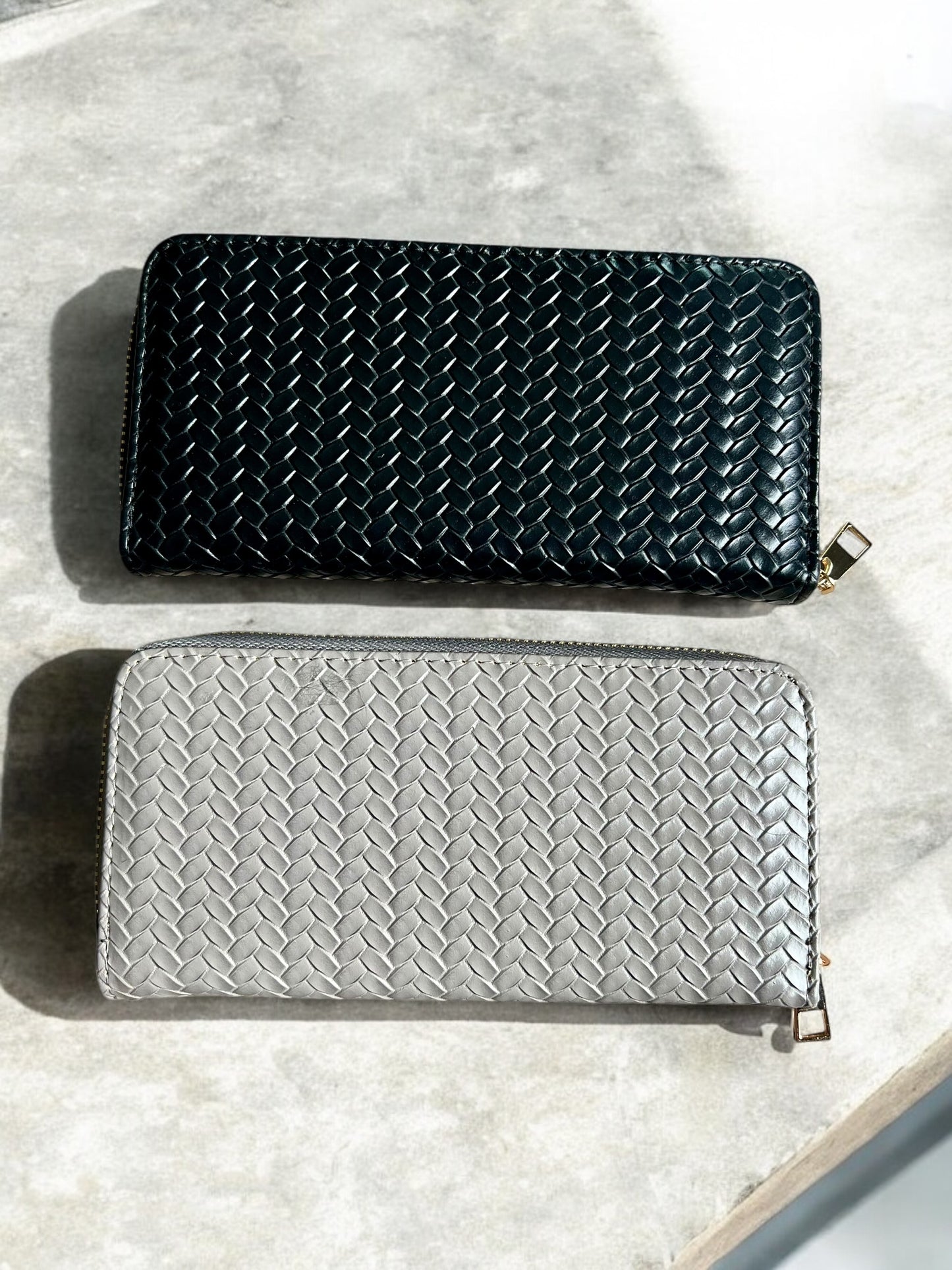 Woven Weave Long Zippered Wallet