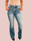 Risen Mid-Rise Tummy Control Flare Jeans