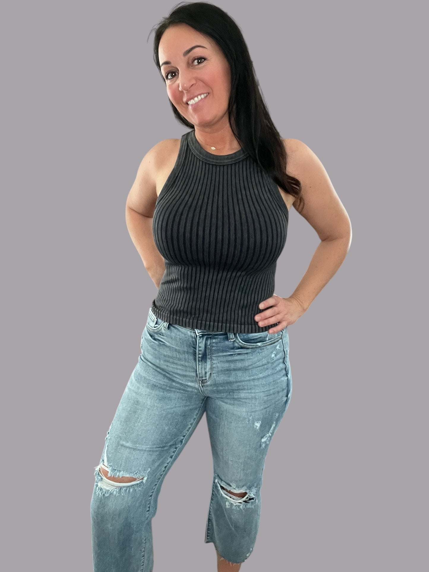 Ribbed Mineral Wash Seamless Tank
