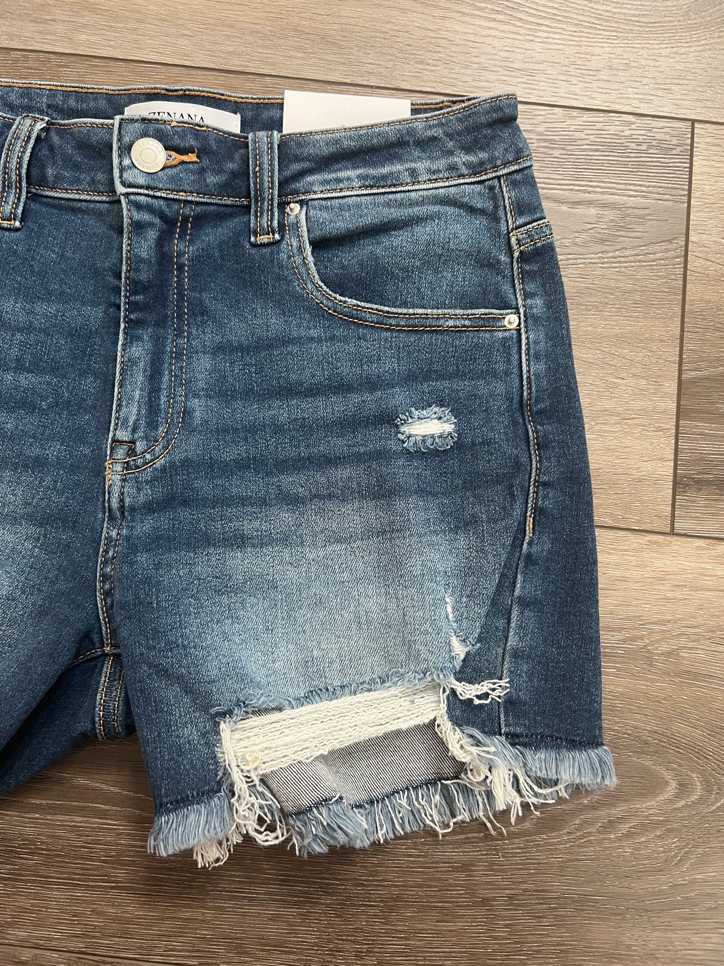 Zenana 'Chasing Summer' High-Rise Distressed Denim Shorts