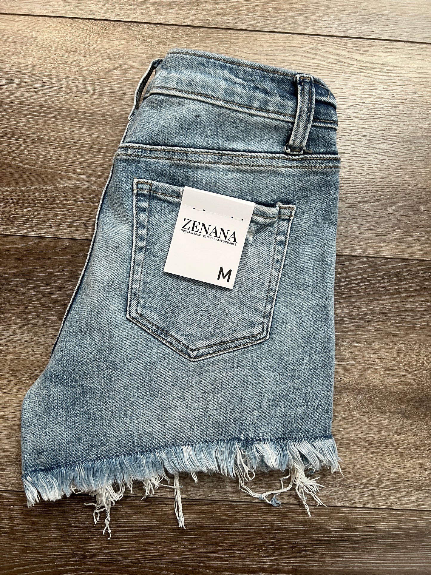 Zenana ‘Day to Night’ High-Rise Frayed Hem Denim Shorts