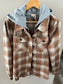 Button Down Plaid Shacket with Hoodie