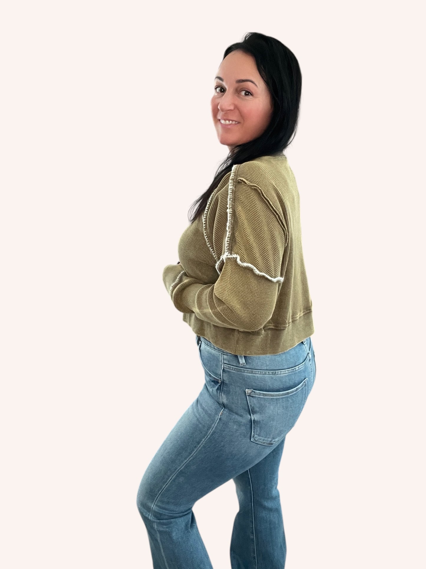 Mineral Wash Waffle Knit Top