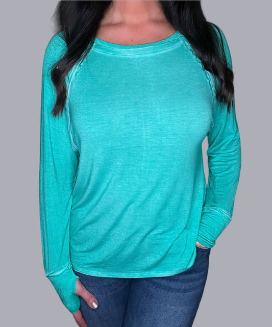 Mineral Wash Long Sleeve Top
