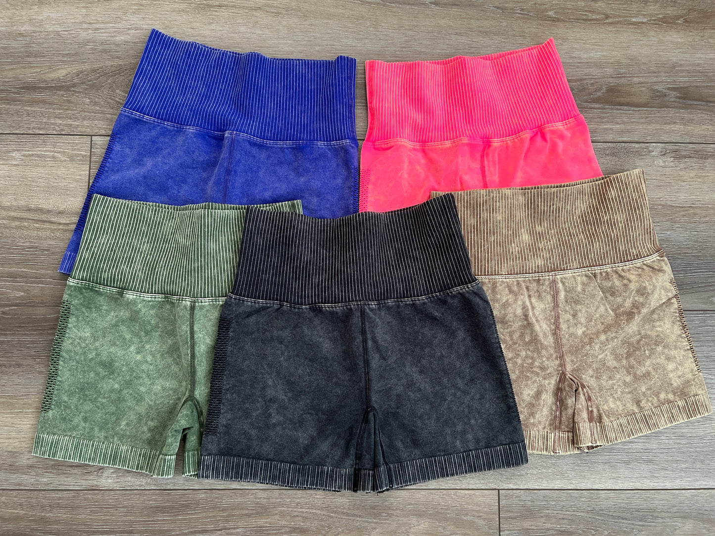 Stone Washed Seamless Biker Shorts