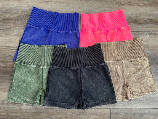 Stone Washed Seamless Biker Shorts