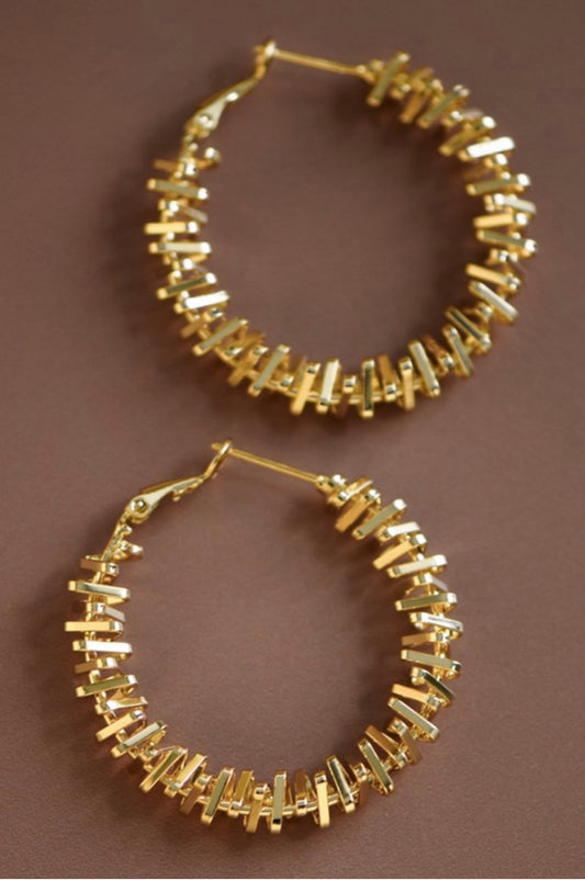 Waterproof & Non-Tarnish Gold Design Hoop Earrings