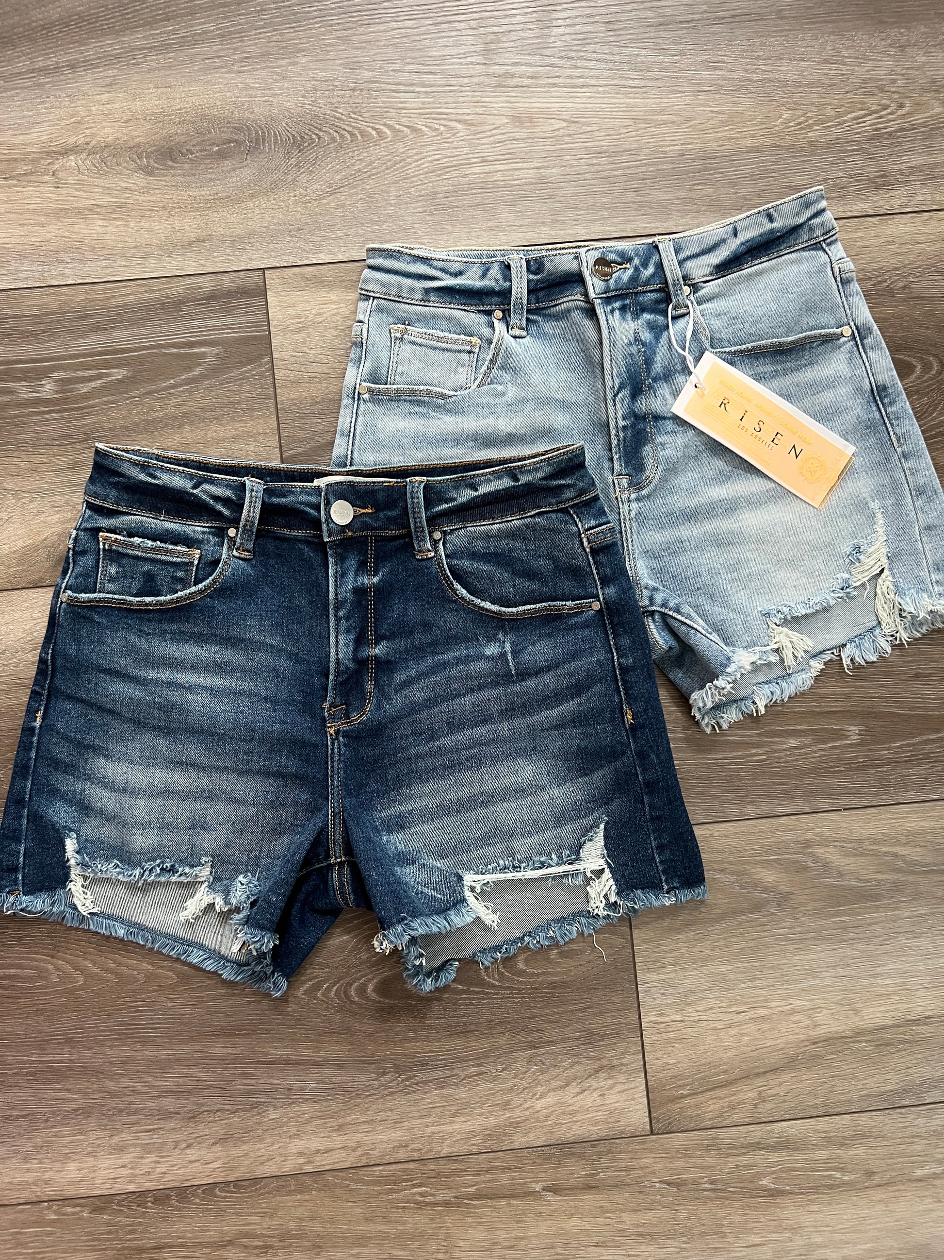 Risen High-Rise Distressed Cutoff Jean Shorts – Bleu Lotus Boutique
