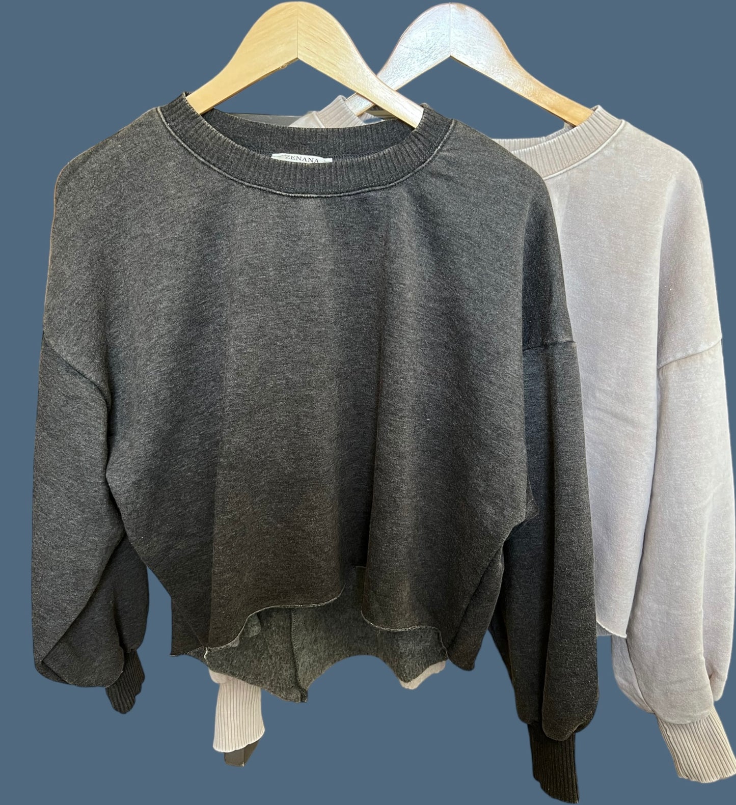 Mineral Wash Fleece Crop Pullover
