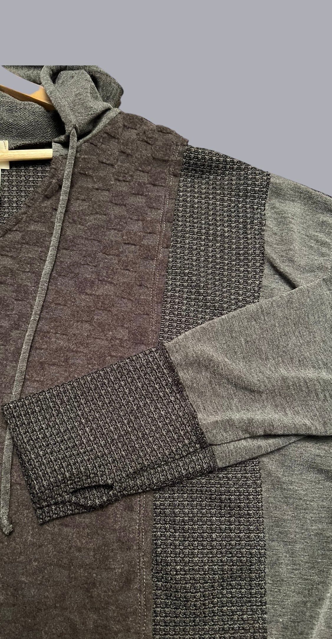 Contrast Pattern Pullover Hoodie