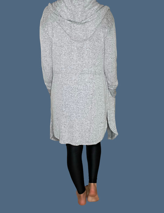 Hacci Long Hooded Cardigan with Pockets