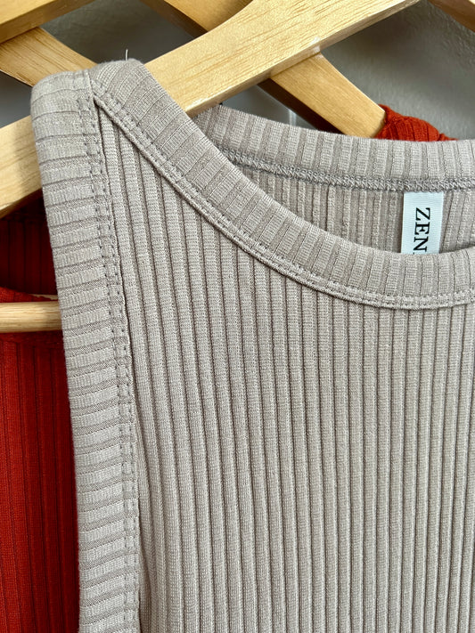 Ribbed Boat Neck Tank