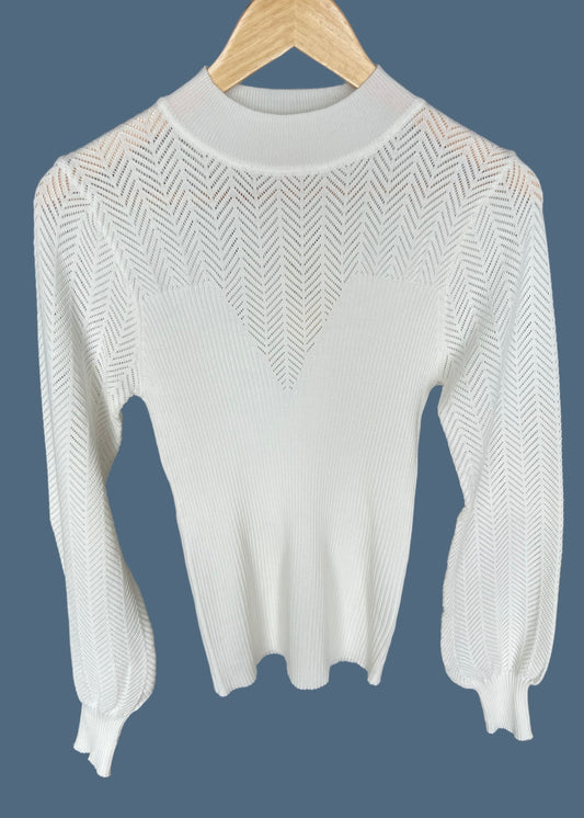 Mock Neck Pointelle Top